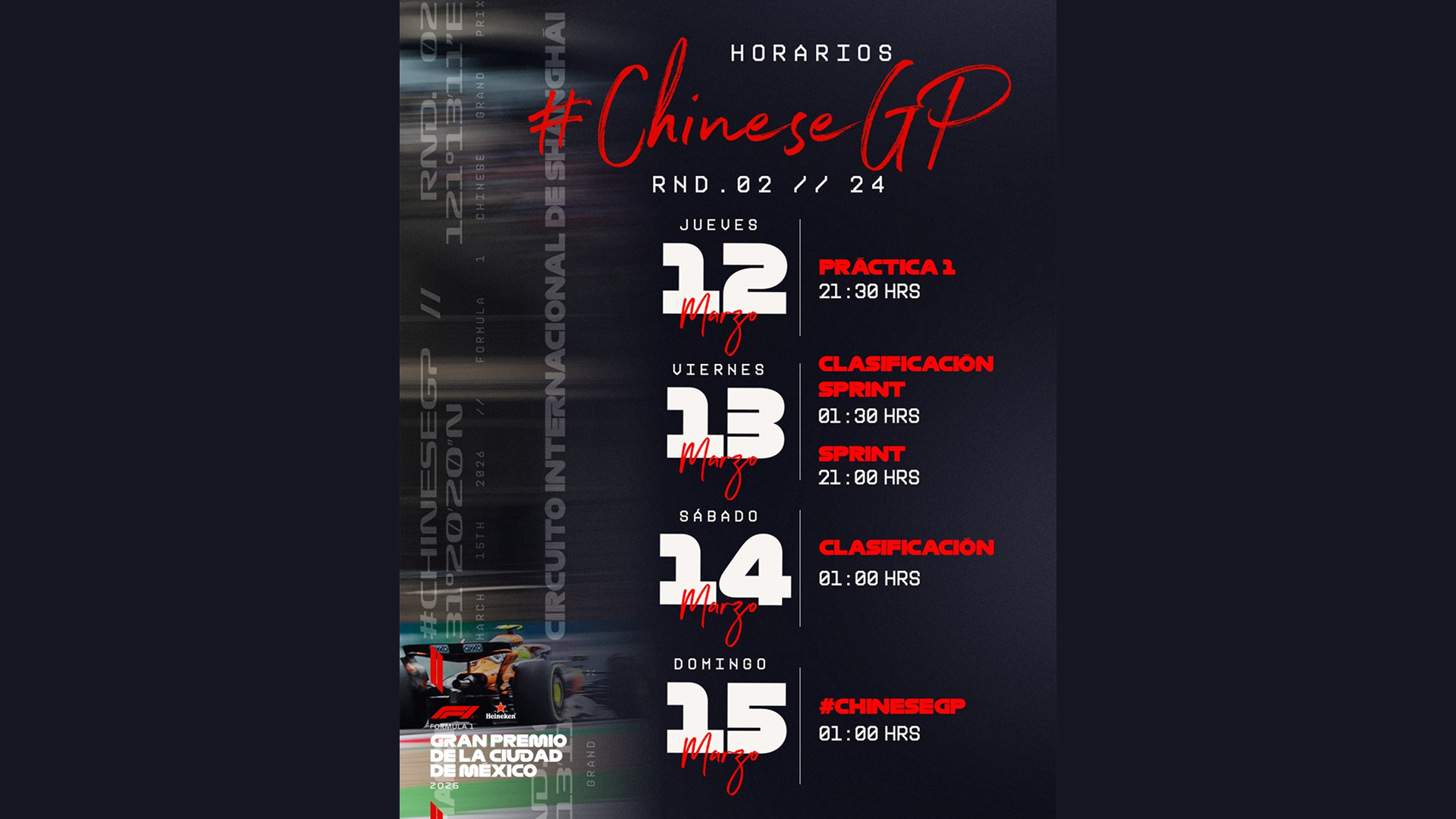 Formula 1: ¿Cuándo y dónde ver el Gran Premio de China 2026?