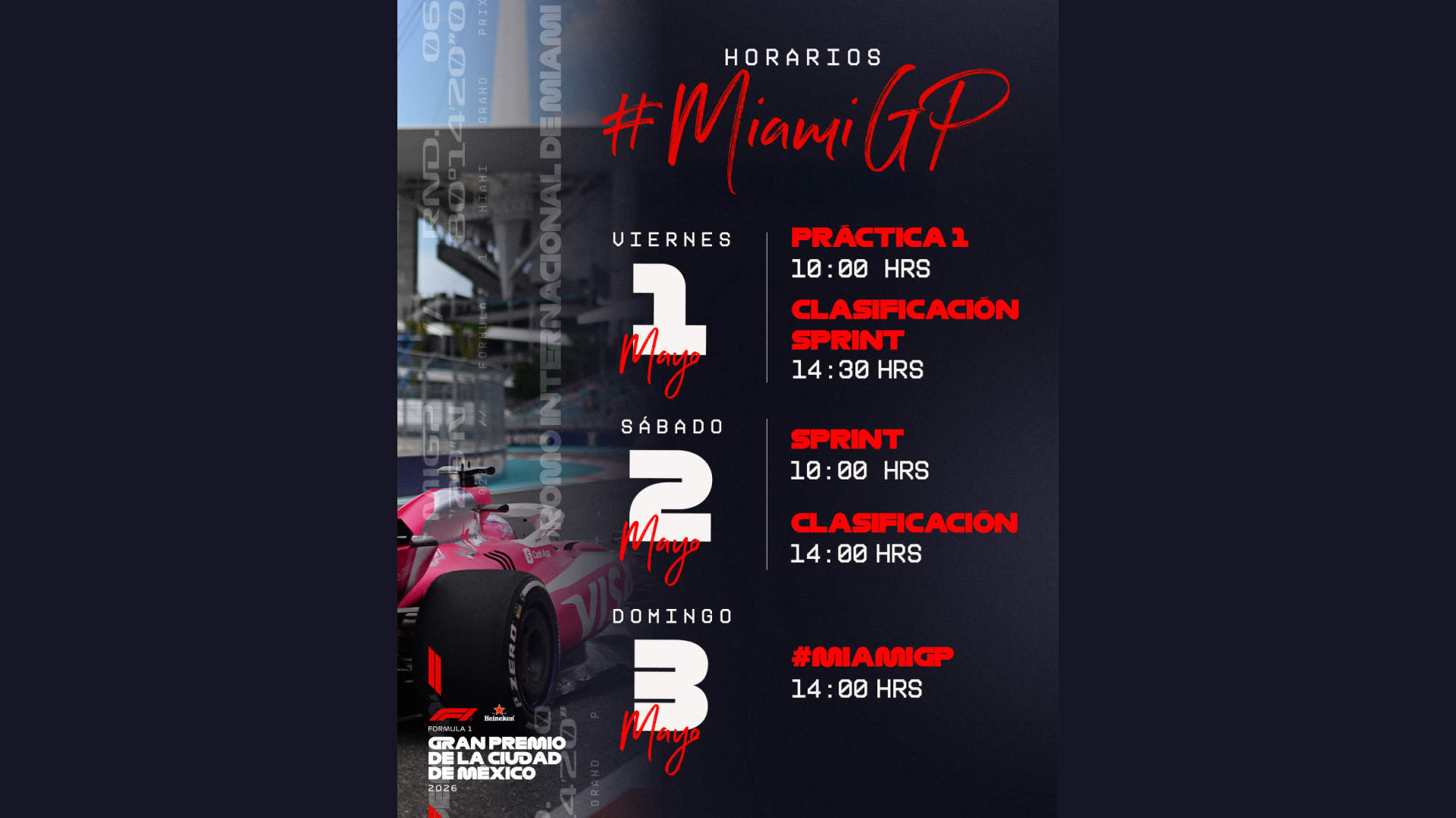Formula 1: ¿Cuándo y dónde ver el Gran Premio de Miami 2026?