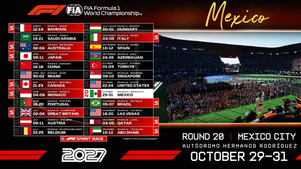 México GP 2027 ya tiene fecha en el calendario de Formula 1